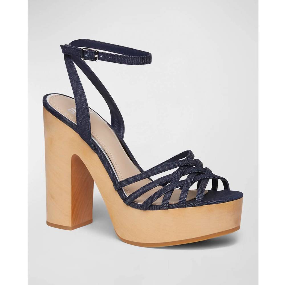 NEW PAIGE chelsey woven platform sandal in indigo denim - Picture 2 of 4